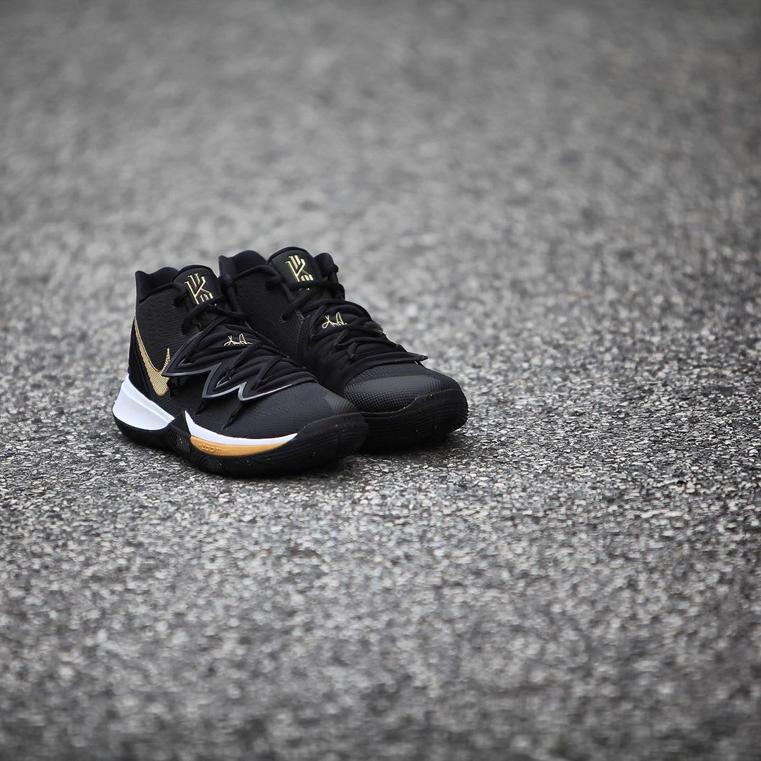 Nike Kyrie 5 Black Metallic Gold White Release Date AO2918-007 Front Angle