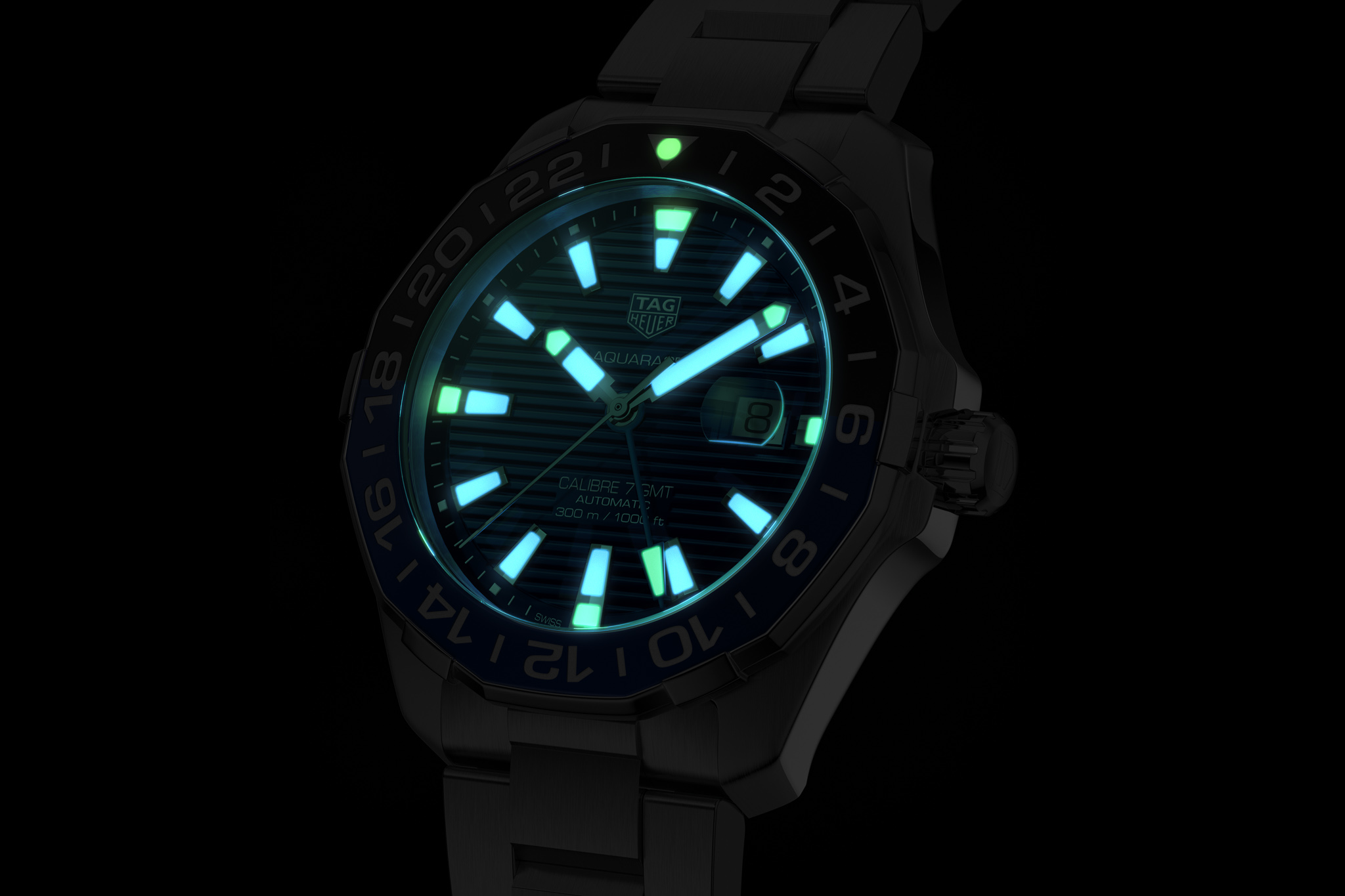 TAG Heuer Adds New Blue Dial To Aquaracer Calibre 7 GMT Lineup Watch Releases 